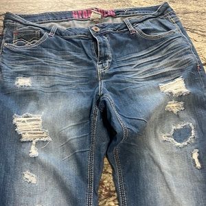 Good used condition hydraulic jeans, plus size 20, frayed legs
